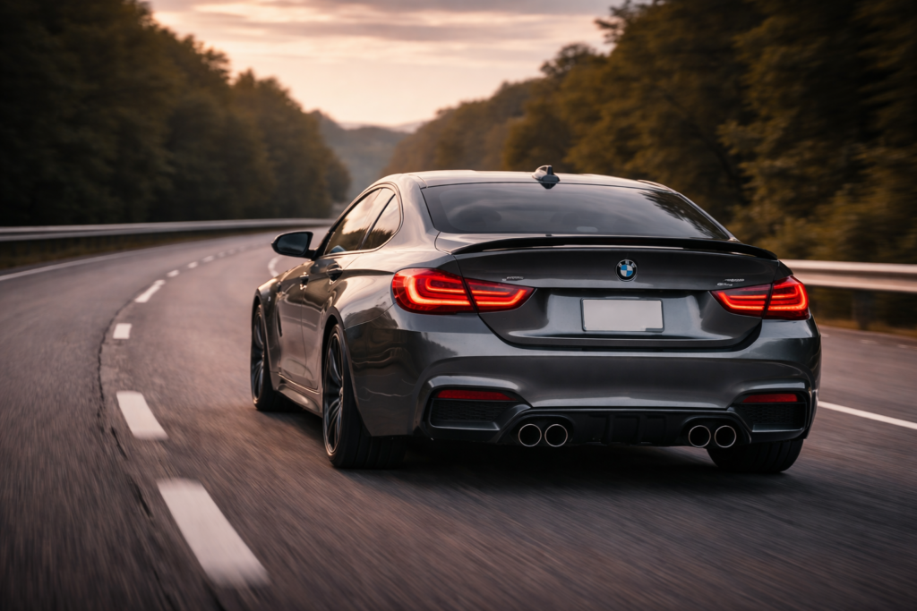 BMW exhaust drone guide showing rear exhaust view for daily driving