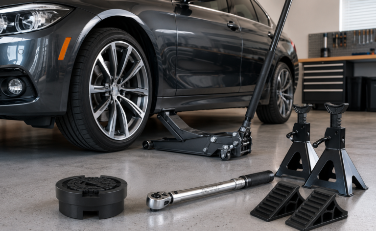 BMW jack pad adapter and jacking tools for DIY maintenance