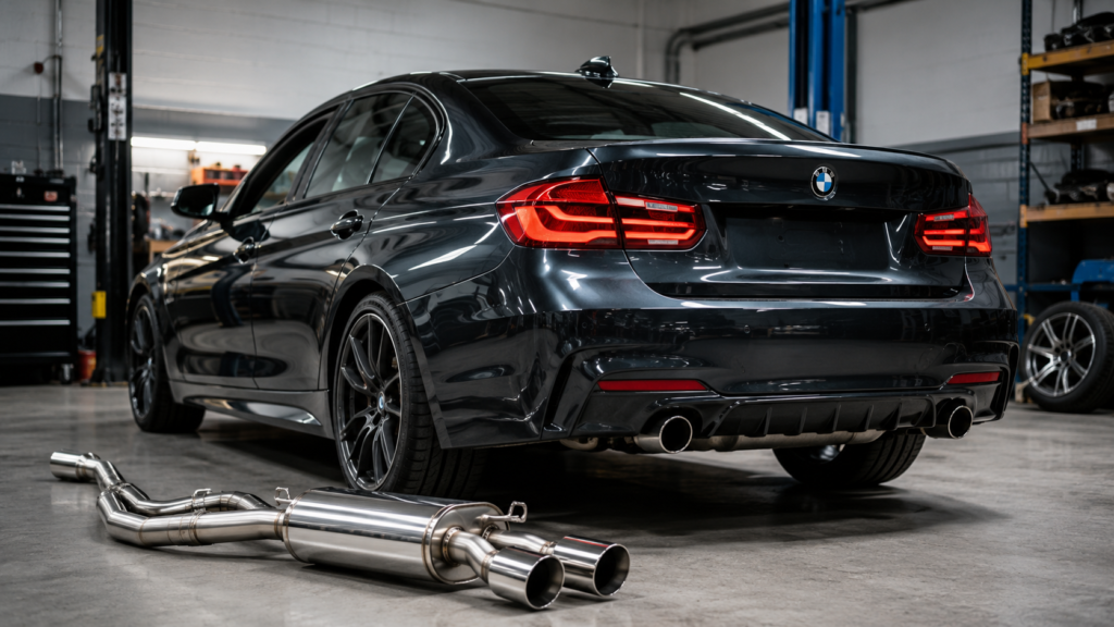 BMW 330i with aftermarket performance exhaust system