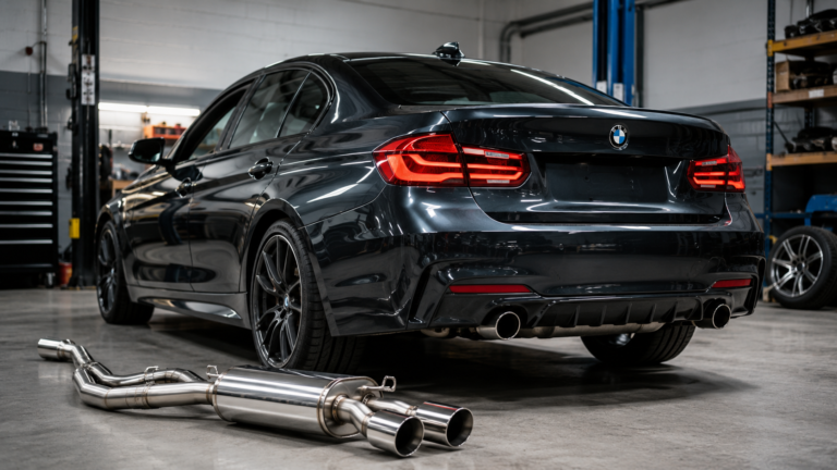 BMW 330i with aftermarket performance exhaust system